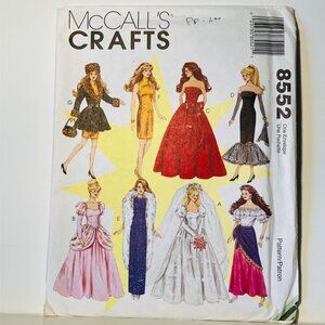 1990s McCalls 8552 Barbie 11.5" Doll Clothes Sewing Pattern  UC